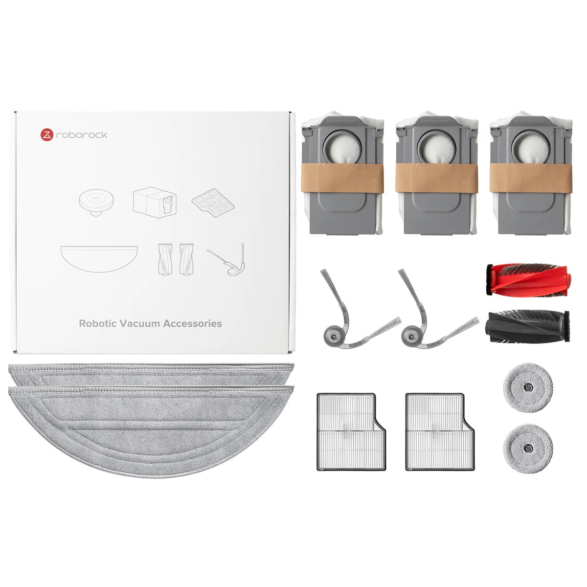 Roborock Accessory Pack for Saros 10(Bult-in Wipe*2, Dust Bag*3, Main Brush*1, Side Brushes*2, Filter*2, Side Mop*2)